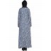 Printed contrast yoke casual Abaya - Indigo Blue